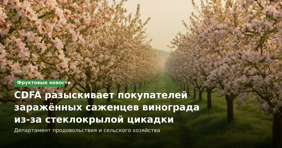 CDFA разыскивает покупателей заражённых саженцев винограда из-за стеклокрылой цикадки