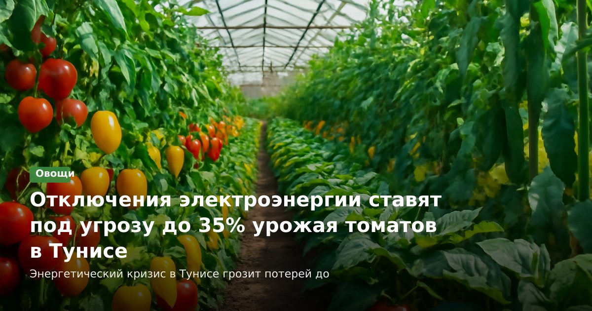 Отключения электроэнергии ставят под угрозу до 35% урожая томатов в Тунисе
